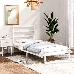 vidaXL Bedframe massief hout wit 90x190 cm