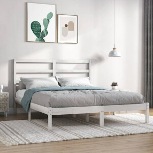vidaXL Bedframe zonder matras massief grenenhout wit 160x200 cm