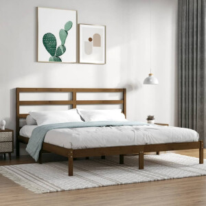 vidaXL Bedframe massief grenenhout honingbruin 200x200 cm