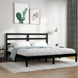 vidaXL Bedframe massief grenenhout zwart 200x200 cm