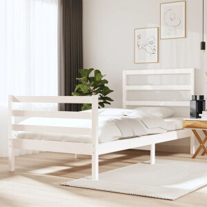 vidaXL Bedframe massief grenenhout wit 90x190 cm
