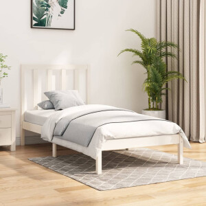 vidaXL Bedframe massief grenenhout wit 75x190 cm