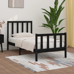 vidaXL Bedframe massief hout zwart 75x190 cm