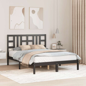 vidaXL Bedframe massief hout zwart 140x190 cm