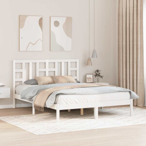 vidaXL Bedframe massief hout wit 150x200 cm