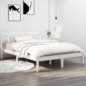 vidaXL Bedframe massief hout wit 150x200 cm