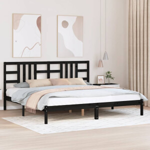 vidaXL Bedframe massief hout zwart 200x200 cm