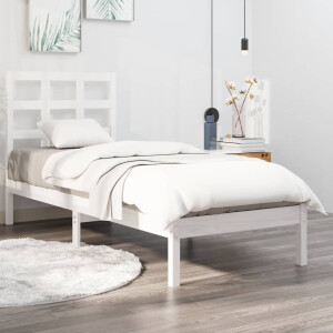 vidaXL Bedframe massief hout wit 90x190 cm
