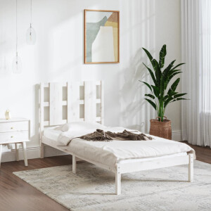 vidaXL Bedframe massief hout wit 90x190 cm