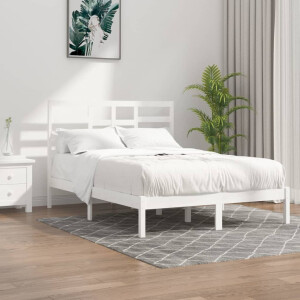 vidaXL Bedframe massief hout wit 140x190 cm
