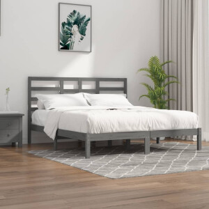vidaXL Bedframe massief hout grijs 200x200 cm