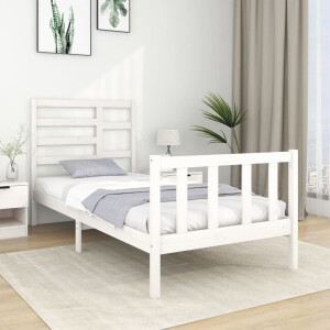 vidaXL Bedframe massief hout wit 90x190 cm