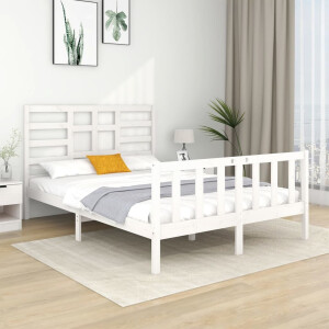 vidaXL Bedframe massief hout wit 140x190 cm