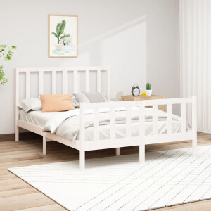 vidaXL Bedframe zonder matras massief grenenhout wit 140x190 cm