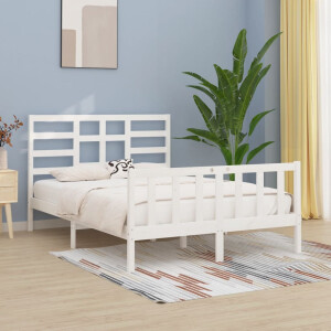 vidaXL Bedframe zonder matras massief grenenhout wit 140x200 cm