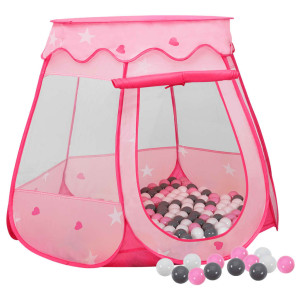 vidaXL Kinderspeeltent met 250 ballen 102x102x82 cm roze