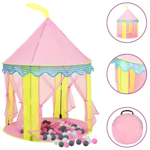 vidaXL Kinderspeeltent met 250 ballen 100x100x127 cm roze