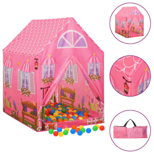 vidaXL Kinderspeeltent met 250 ballen 69x94x104 cm roze