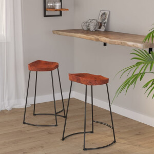 vidaXL Barkrukken 2 st Gavin 45x40x63 cm massief mangohout