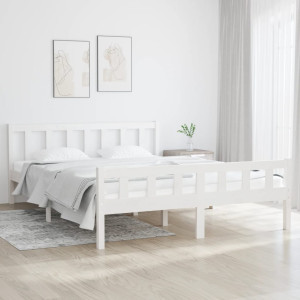 vidaXL Bedframe massief hout wit 150x200 cm