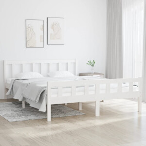vidaXL Bedframe massief hout wit 150x200 cm
