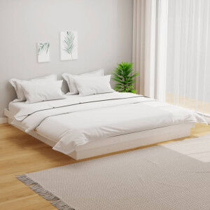 vidaXL Bedframe massief hout wit 200x200 cm