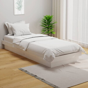 vidaXL Bedframe massief hout wit 75x190 cm