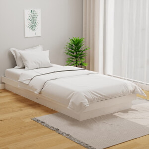 vidaXL Bedframe massief hout wit 90x190 cm