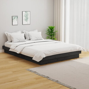 vidaXL Bedframe massief hout grijs 140x190 cm