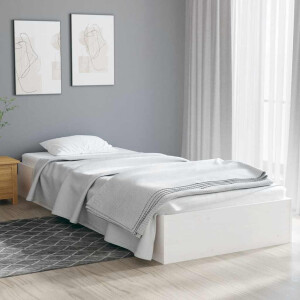 vidaXL Bedframe massief hout wit 75x190 cm