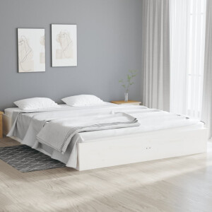 vidaXL Bedframe massief hout wit 120x190 cm Small Double