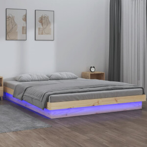 vidaXL Bedframe LED massief hout 140x190 cm