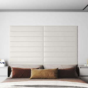 vidaXL Wandpanelen 12 st 1,62 m² 90x15 cm fluweel crèmekleurig
