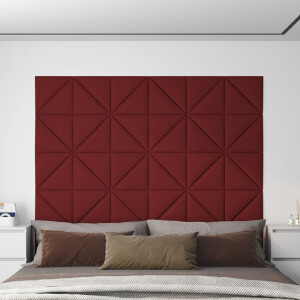 vidaXL Wandpanelen 12 st 0,54 m² 30x30 cm stof wijnrood