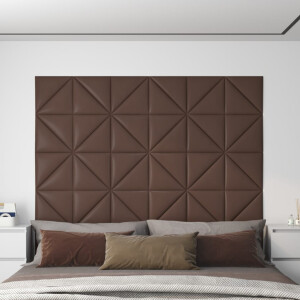 vidaXL Wandpanelen 12 st 0,54 m² 30x30 cm kunstleer bruin