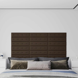vidaXL Wandhoofdbord 12 pcs Bruin 60 x 15 cm Nep Leer