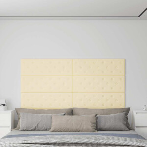 vidaXL Wandpanelen 12 st 3,24 m² 90x30 cm kunstleer crèmekleurig