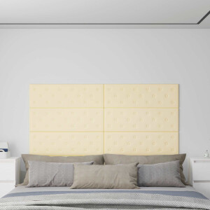 vidaXL Wandhoofdbord 12 st Crème Nep Leer