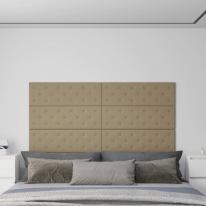 vidaXL Wandpanelen 12 st 3,24 m² 90x30 cm kunstleer cappuccinokleurig