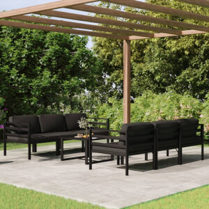 vidaXL 7-delige Loungeset met kussens aluminium antracietkleurig