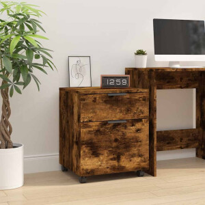 vidaXL Dossierkast verrijdbaar 45x38x54 cm bewerkt hout gerookt eiken