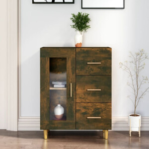 vidaXL Dressoir 69,5x34x90 cm bewerkt hout gerookt eikenkleurig