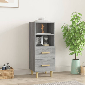 vidaXL Dressoir 34,5x34x90 cm bewerkt hout grijs sonoma eikenkleurig
