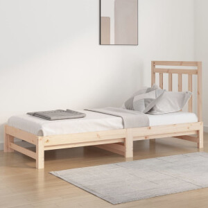 vidaXL Slaapbank uitschuifbaar 2x(90x200) cm massief grenenhout