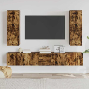 vidaXL 5-delige Tv-meubelset bewerkt hout gerookt eikenkleurig