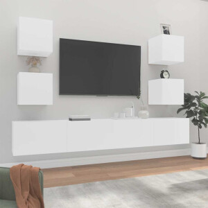 vidaXL 6-delige Tv-meubelset bewerkt hout wit