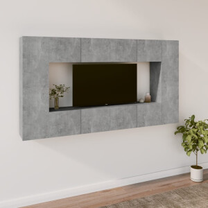 vidaXL 8-delige Tv-meubelset bewerkt hout betongrijs