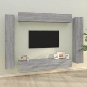 vidaXL 8-delige Tv-meubelset bewerkt hout grijs sonoma eikenkleurig