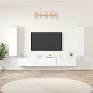 vidaXL 7-delige Tv-meubelset bewerkt hout wit