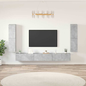 vidaXL 7-delige Tv-meubelset bewerkt hout betongrijs